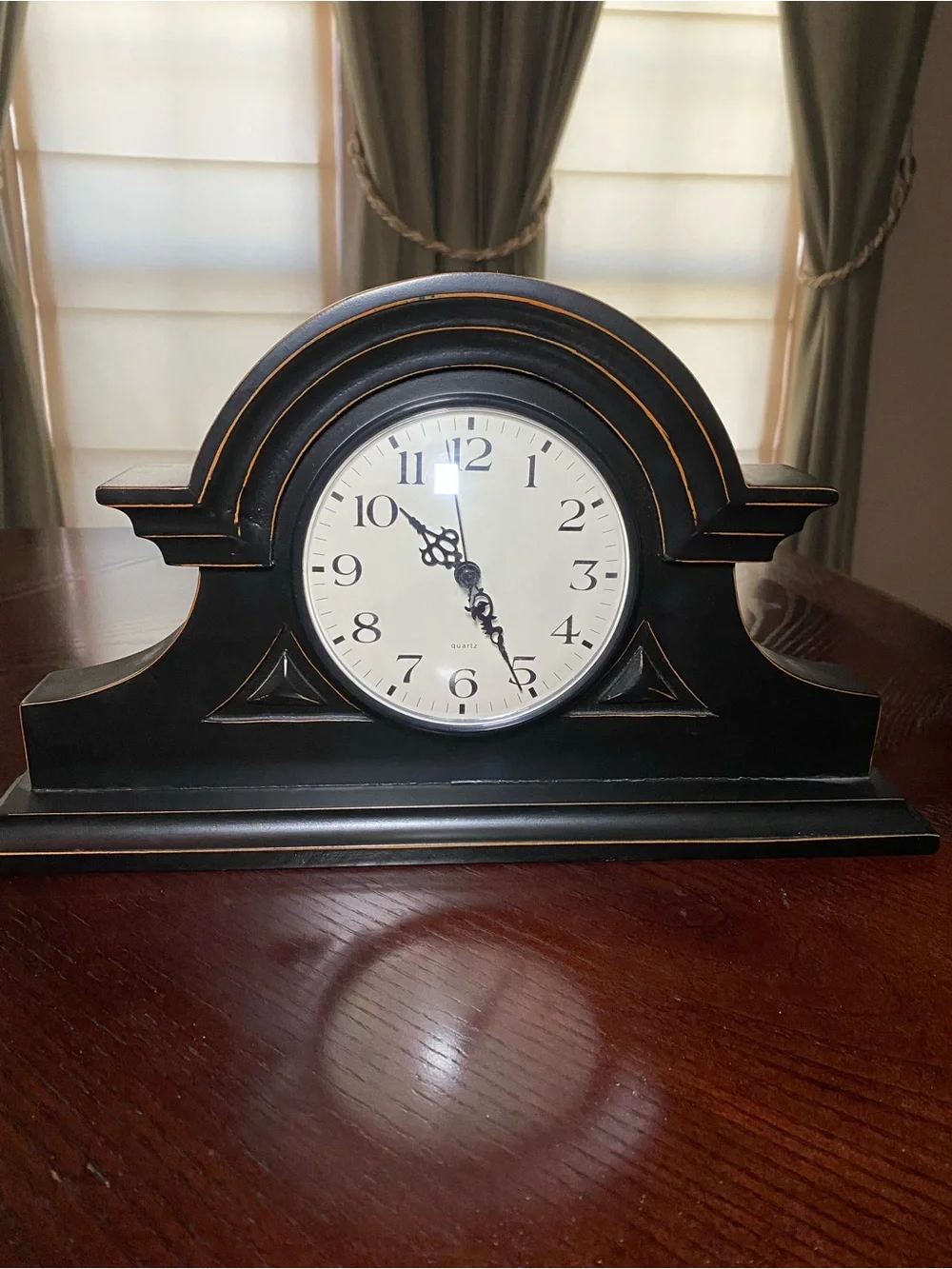 Classic Black Mantel Quartz Clock Unbranded 15x8.5 battery operated